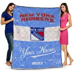 customized new york rangers pinstripe lines blue white quilt blanket best selling