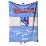 customized new york rangers pinstripe lines blue white quilt blanket best selling