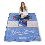 customized new york rangers pinstripe lines blue white quilt blanket best selling