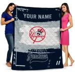customized new york yankees grunge patch navy white quilt blanket best selling