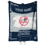 customized new york yankees grunge patch navy white quilt blanket best selling