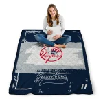 customized new york yankees grunge patch navy white quilt blanket best selling