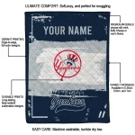 customized new york yankees grunge patch navy white quilt blanket best selling