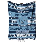customized north carolina tar heels layered florals light blue white quilt blanket best selling