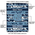 customized north carolina tar heels layered florals light blue white quilt blanket best selling