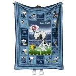customized north carolina tar heels snoopy coach light blue quilt blanket best selling