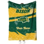 customized north dakota state bison brushstroke layers green quilt blanket best selling