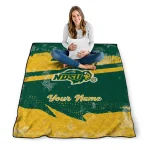 customized north dakota state bison brushstroke layers green quilt blanket best selling