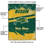 customized north dakota state bison brushstroke layers green quilt blanket best selling