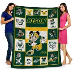 customized north dakota state bison mickey crimson green white quilt blanket best selling