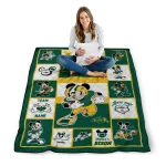 customized north dakota state bison mickey crimson green white quilt blanket best selling
