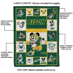 customized north dakota state bison mickey crimson green white quilt blanket best selling