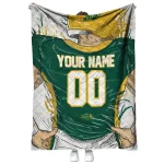 customized north dakota state bison player sketch green gray quilt blanket best selling