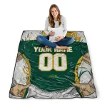 customized north dakota state bison player sketch green gray quilt blanket best selling