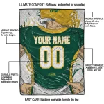 customized north dakota state bison player sketch green gray quilt blanket best selling