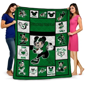customized north texas mean green mickey crimson green white quilt blanket best selling