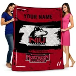 customized northern illinois huskies grunge patch red white quilt blanket best selling