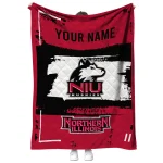 customized northern illinois huskies grunge patch red white quilt blanket best selling