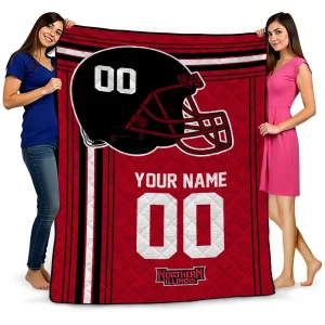 customized northern illinois huskies helmet theme red quilt blanket best selling