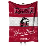 customized northern illinois huskies hibiscus burst red white quilt blanket best selling