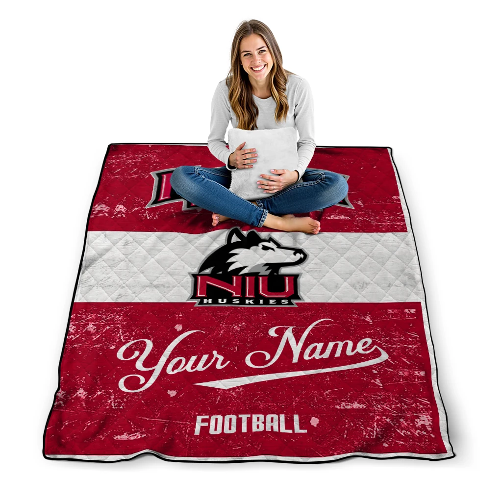 customized northern illinois huskies hibiscus burst red white quilt blanket high quality customized northern illinois huskies hibiscus burst red white quilt blanket high quality