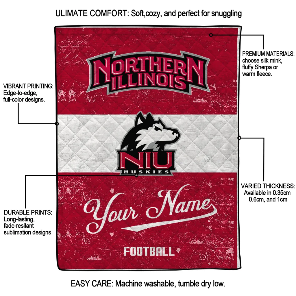 customized northern illinois huskies hibiscus burst red white quilt blanket latest model customized northern illinois huskies hibiscus burst red white quilt blanket latest model