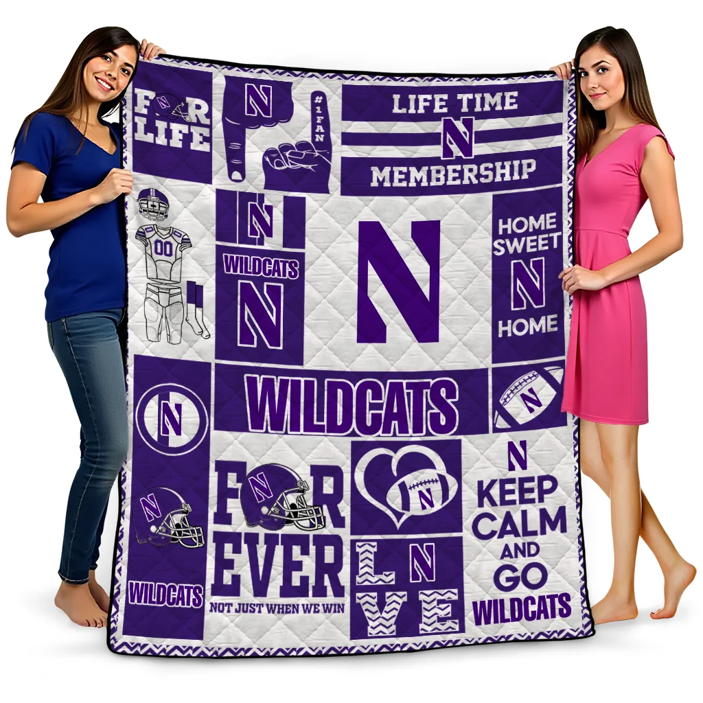 customized northwestern wildcats helmet passion purple quilt blanket best selling customized northwestern wildcats helmet passion purple quilt blanket best selling