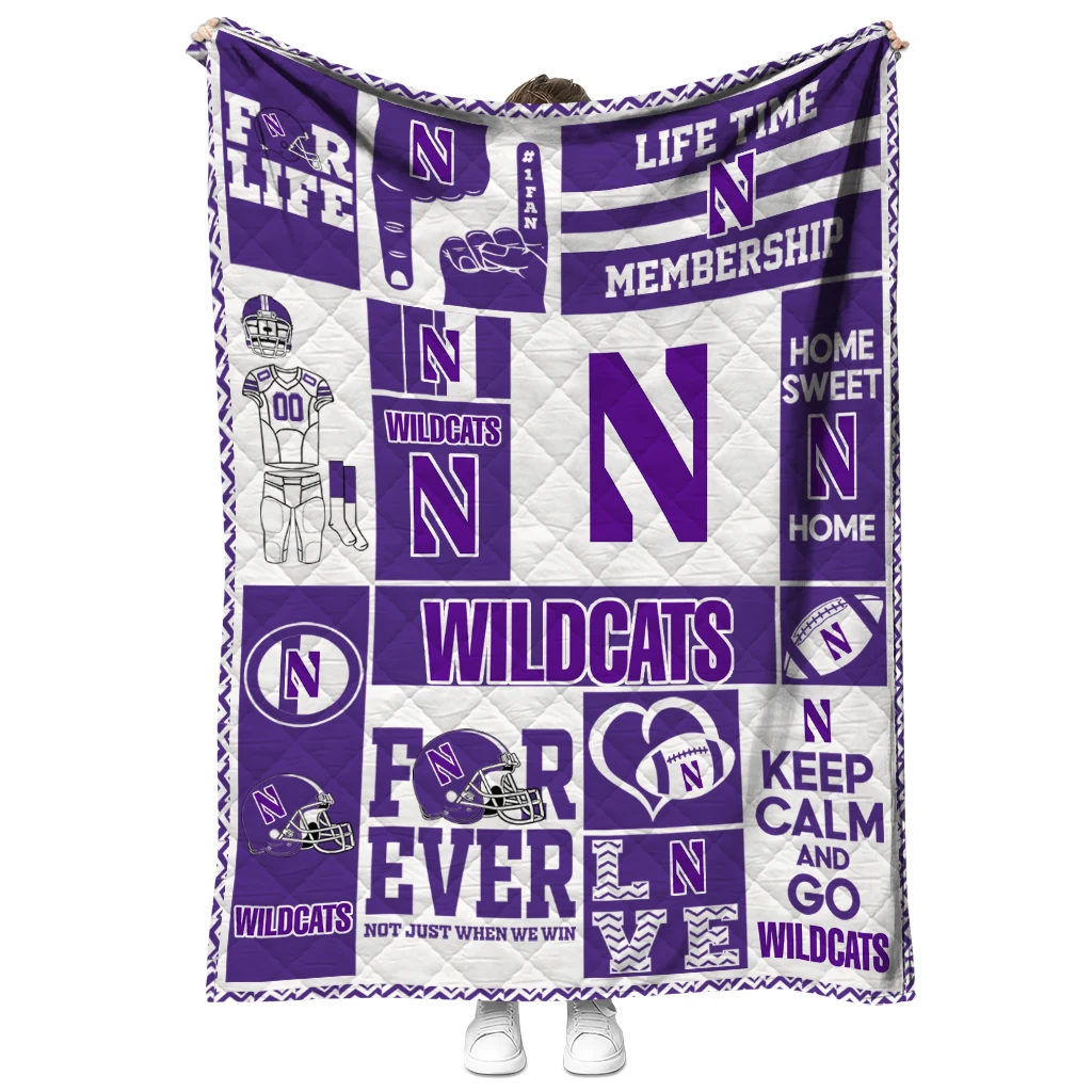 customized northwestern wildcats helmet passion purple quilt blanket fashion forward customized northwestern wildcats helmet passion purple quilt blanket fashion forward