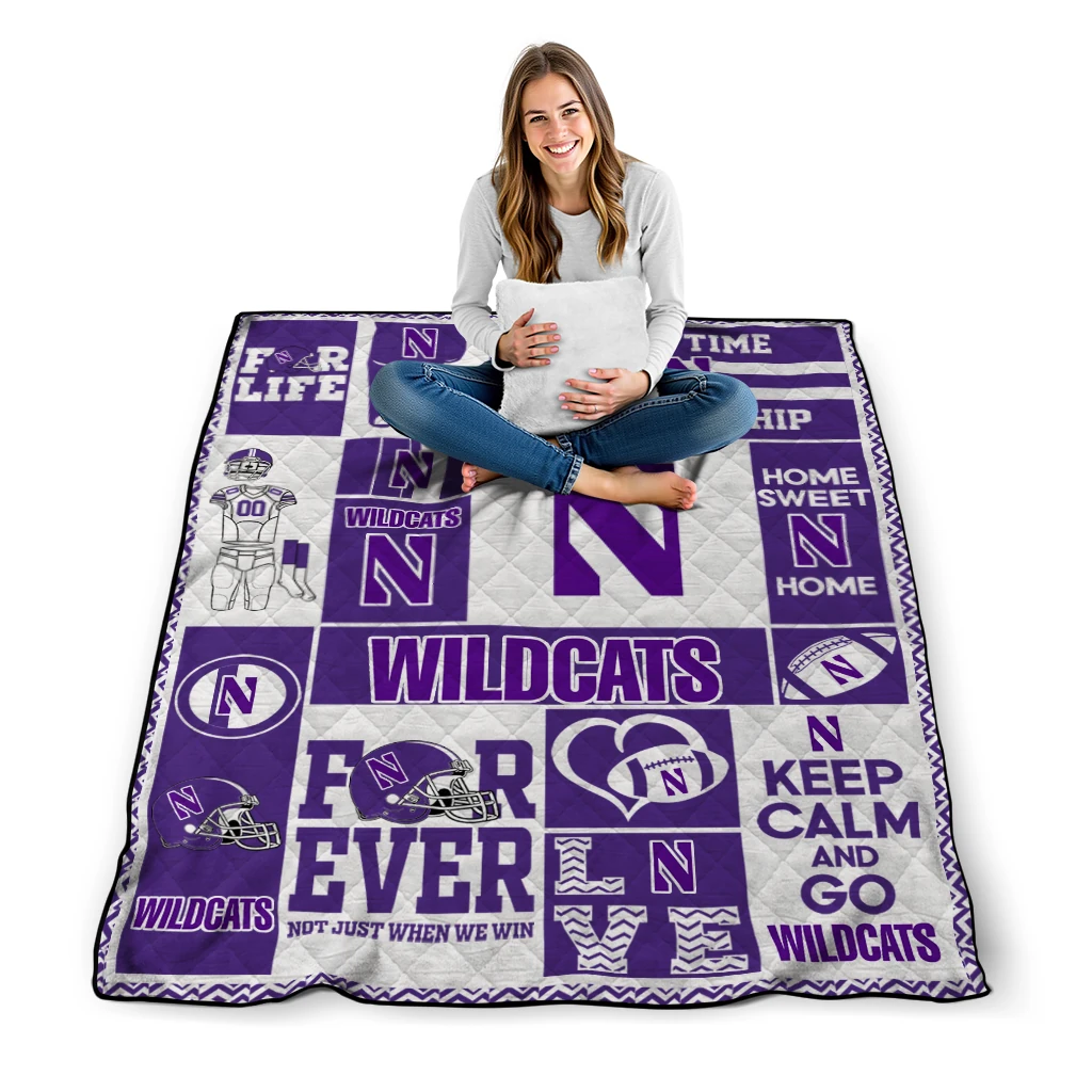 customized northwestern wildcats helmet passion purple quilt blanket high quality customized northwestern wildcats helmet passion purple quilt blanket high quality
