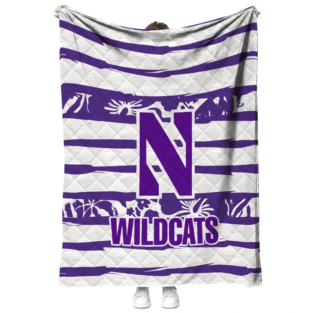 customized northwestern wildcats layered florals purple white quilt blanket fashion forward customized northwestern wildcats layered florals purple white quilt blanket fashion forward