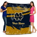 customized notre dame fighting irish brushstroke layers navy quilt blanket best selling