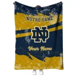 customized notre dame fighting irish brushstroke layers navy quilt blanket best selling