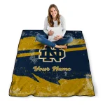 customized notre dame fighting irish brushstroke layers navy quilt blanket best selling