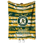 customized oakland athletics layered florals green white quilt blanket best selling