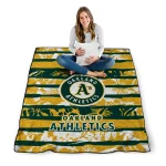 customized oakland athletics layered florals green white quilt blanket best selling
