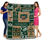 customized ohio bobcats helmet passion green quilt blanket best selling