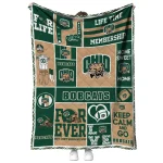 customized ohio bobcats helmet passion green quilt blanket best selling