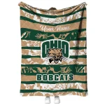 customized ohio bobcats layered florals green white quilt blanket best selling