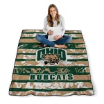 customized ohio bobcats layered florals green white quilt blanket best selling