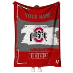 customized ohio state buckeyes grunge patch scarlet white quilt blanket best selling