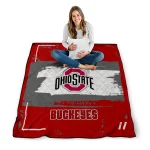 customized ohio state buckeyes grunge patch scarlet white quilt blanket best selling