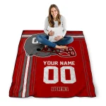 customized ohio state buckeyes helmet theme scarlet quilt blanket best selling