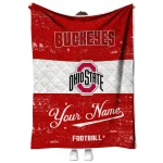 customized ohio state buckeyes hibiscus burst scarlet white quilt blanket best selling