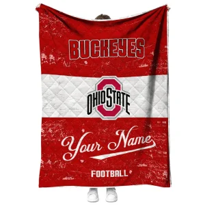 customized ohio state buckeyes hibiscus burst scarlet white quilt blanket fashion forward