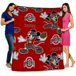 customized ohio state buckeyes mickey football scarlet quilt blanket best selling
