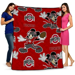 customized ohio state buckeyes mickey football scarlet quilt blanket best selling