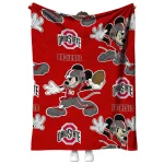 customized ohio state buckeyes mickey football scarlet quilt blanket best selling