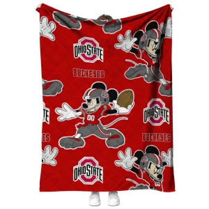 customized ohio state buckeyes mickey football scarlet quilt blanket fashion forward