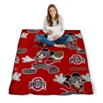 customized ohio state buckeyes mickey football scarlet quilt blanket best selling
