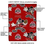 customized ohio state buckeyes mickey football scarlet quilt blanket best selling